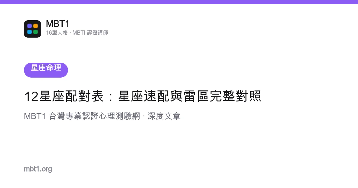 12星座配對表：星座速配與雷區完整對照